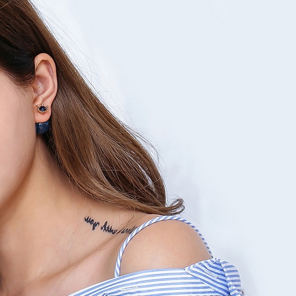 2/$20! Blue/Gold Studs w/Translucent Bead Backs - Picture 5 of 8